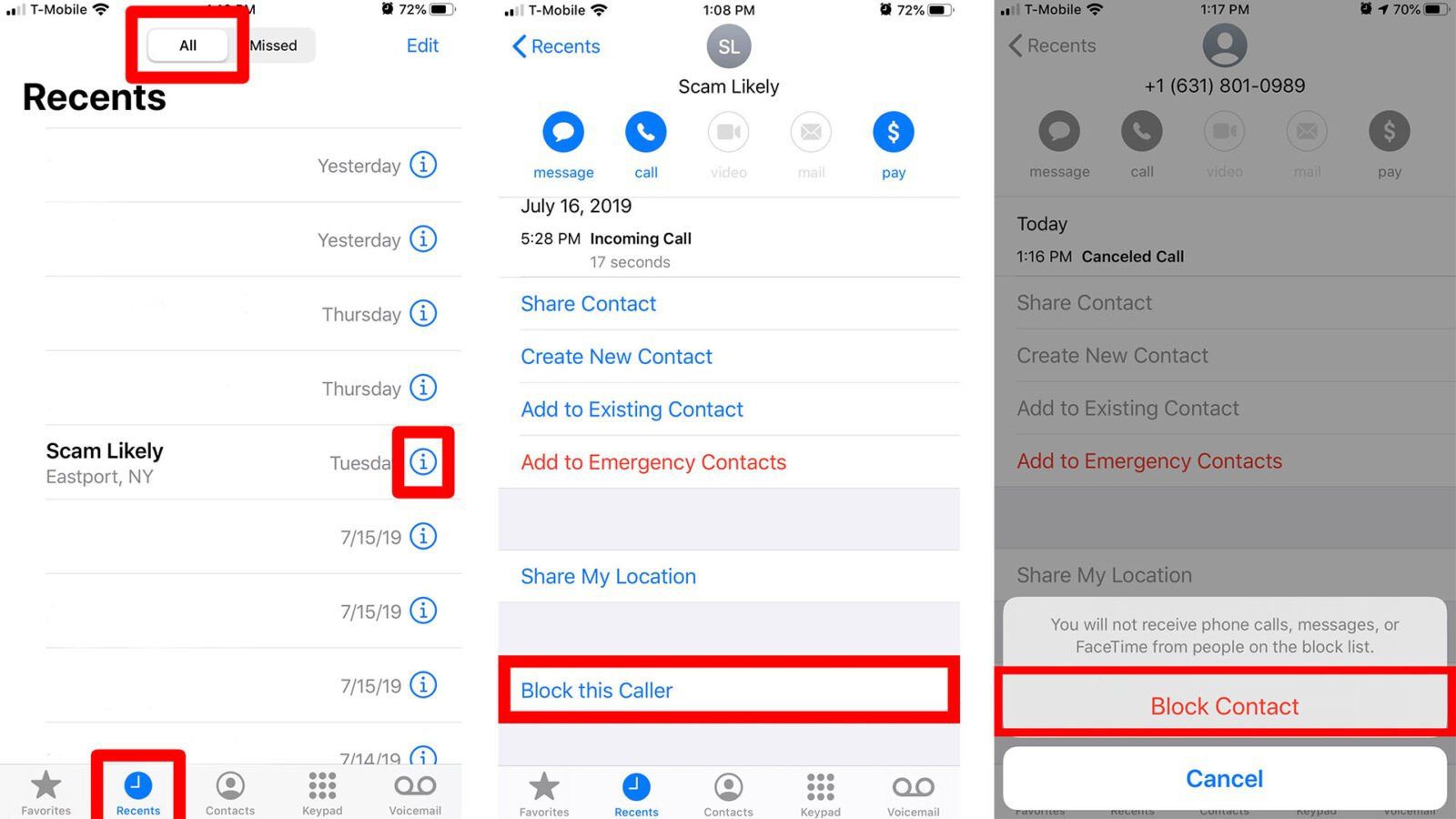 how to block a number on iphone