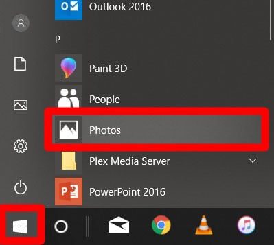 Windows Photos App Start