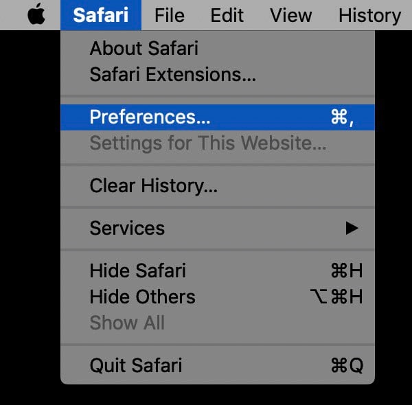 Safari preferences