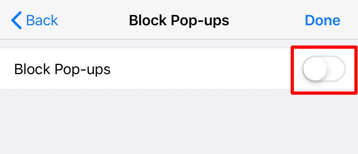 how to allow pop ups on iphone