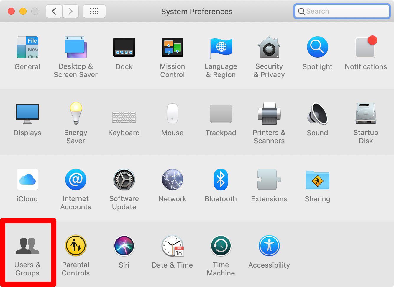 mac system preferences users and groups