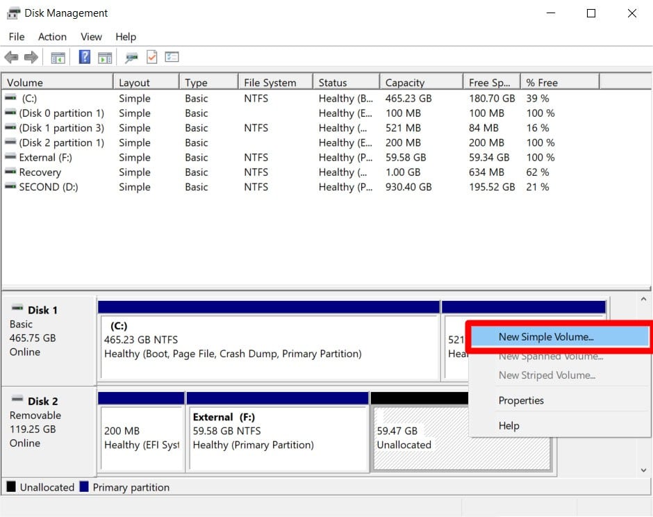 how to format a hard drive windows 10 new simple volume