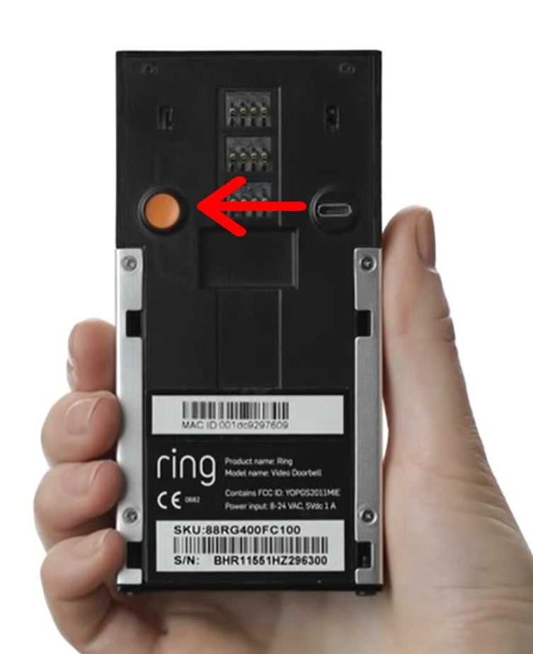 Press the orange button on the back of your Ring device