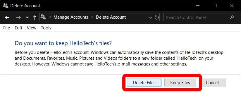 How to Delete an Administrator Account in Control Panel