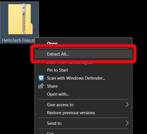 How to extract a ZIP File on Windows 10
