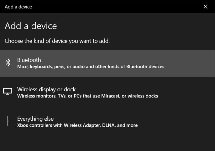 windows 10 settings devices bluetooth add a device