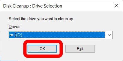 disk cleanup select drive