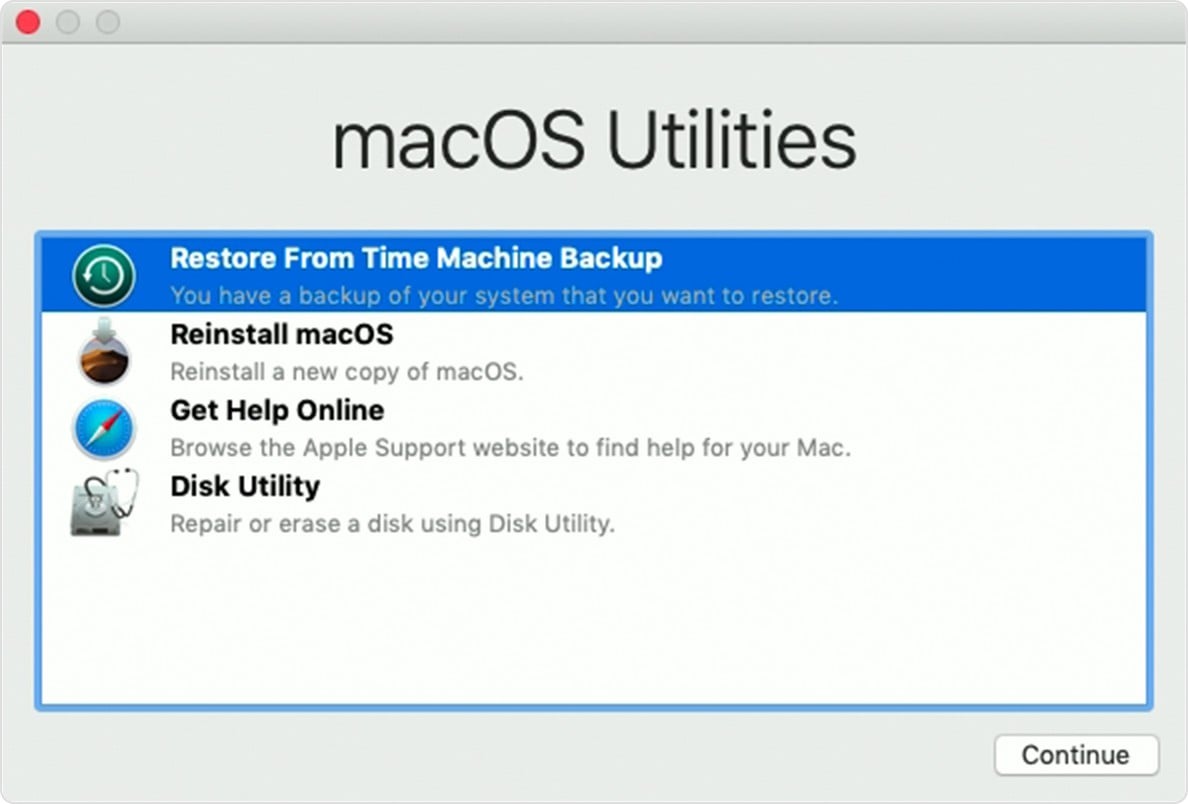 restore from time machine disk utility