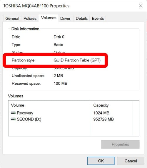 windows 10 disk partition styles