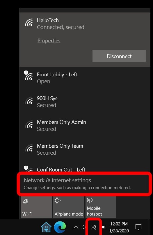 windows wifi network and internet settings