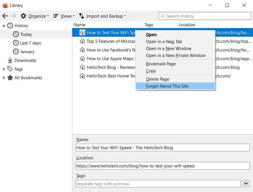 How to Clear History In Firefox for Individual Sites