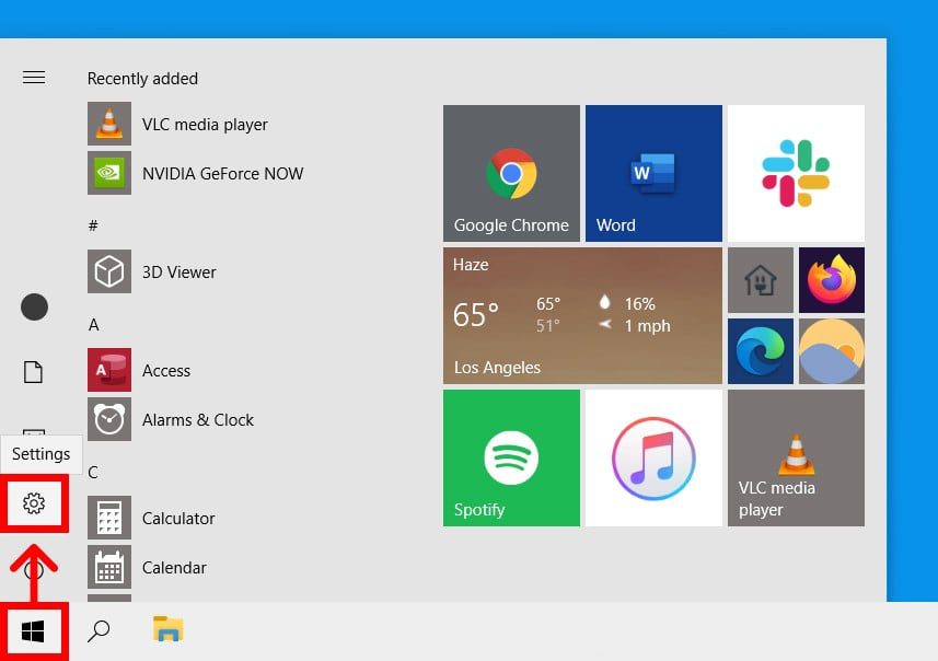 Windows 10 Iniciar Configurações