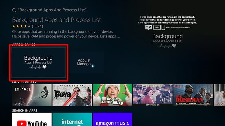 firestick background apps and process list app