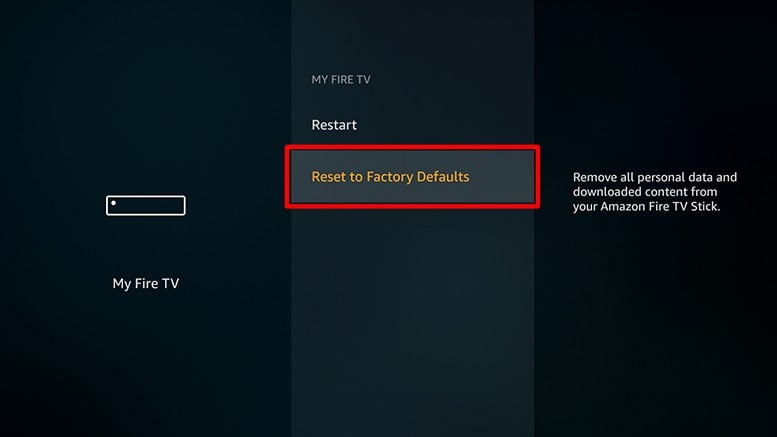 firestick my fire tv reset to factory defaults