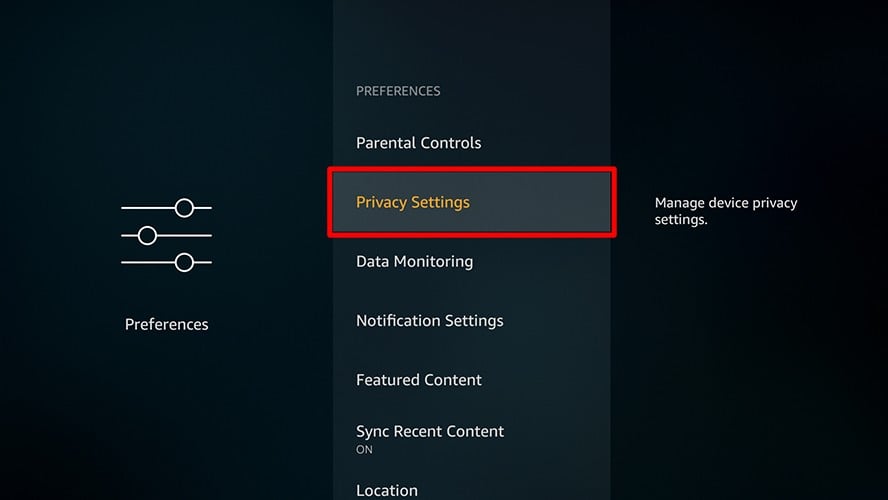 firestick preferences privacy settings
