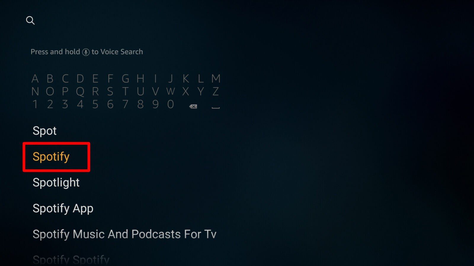 firestick search spotify