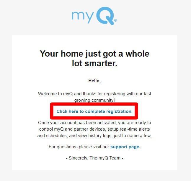 myq click here to complete registartion