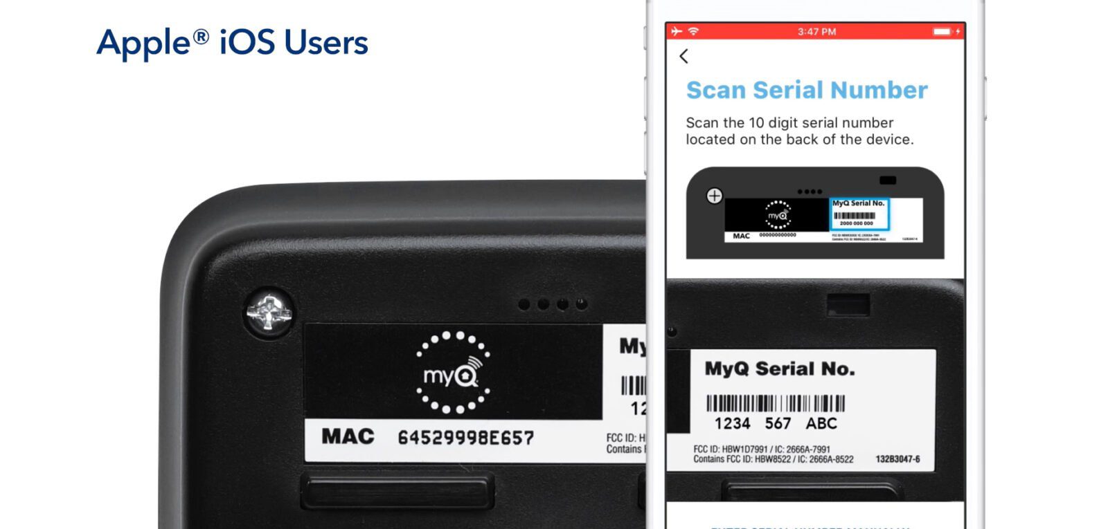 myq scan bar code iphone
