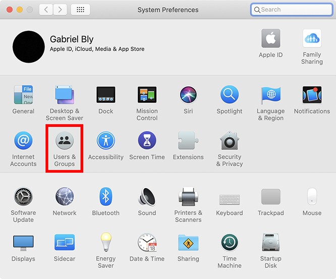 system preferences users and groups