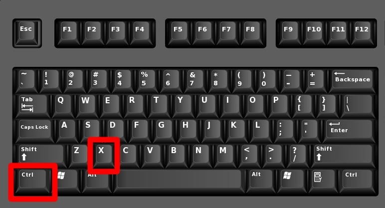 windows 10 copy keyboard shortcut control x
