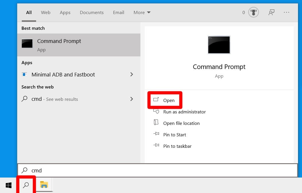 windows 10 search command prompt