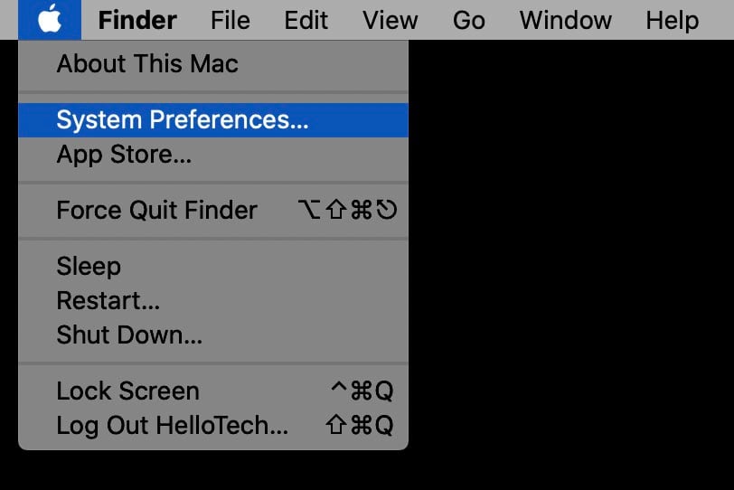 Apple Menu System Preferences