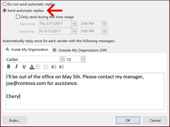 How to Set Up an Automatic Out of Office Reply in Outlook