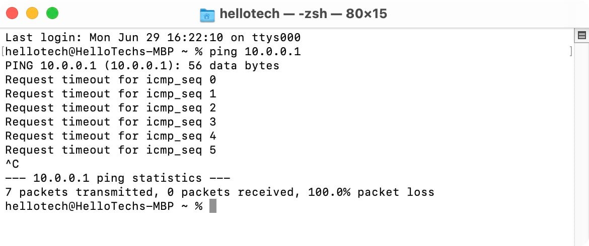 how to do a ping test on mac