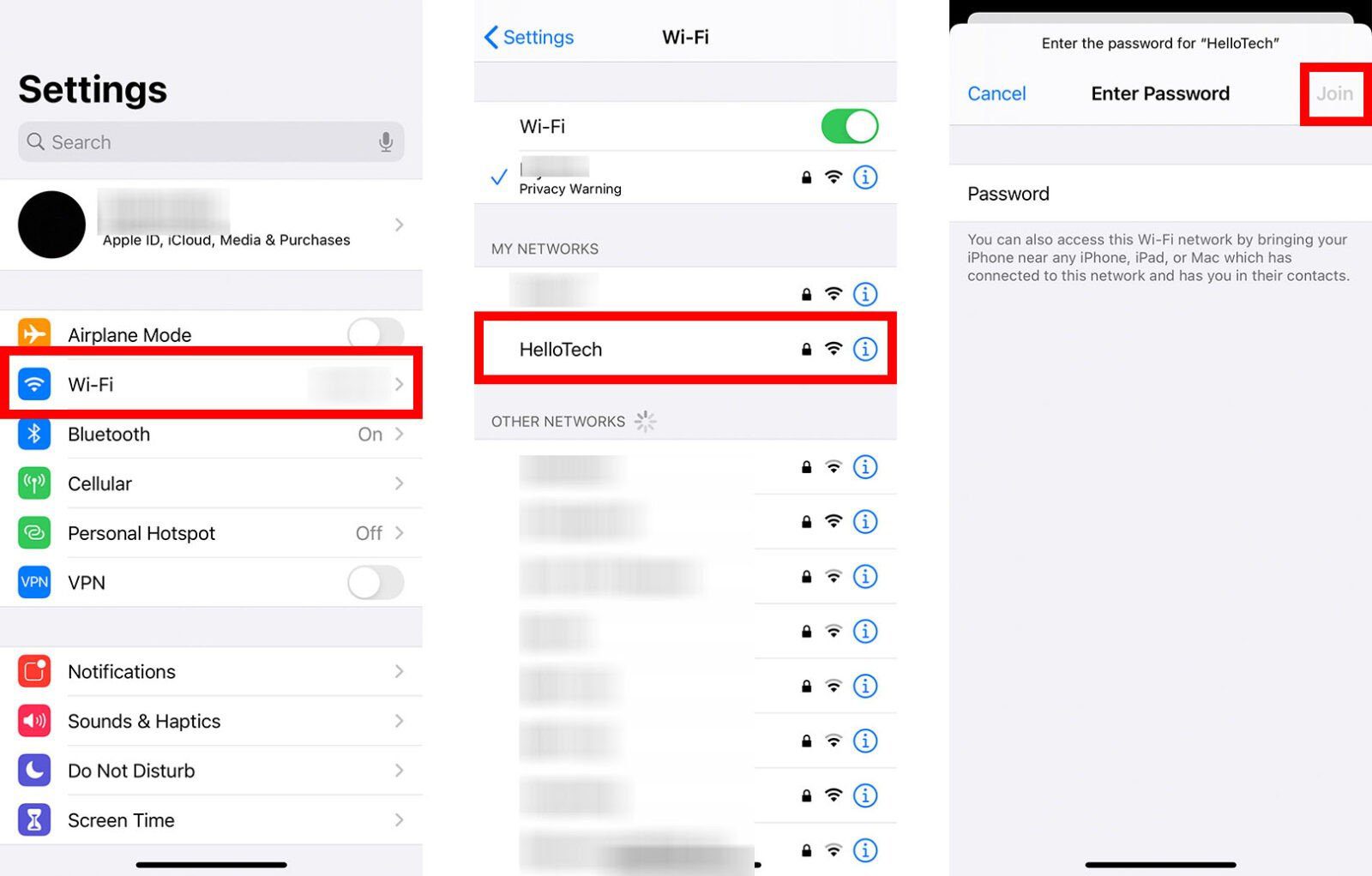 how to connect to WiFi iphone