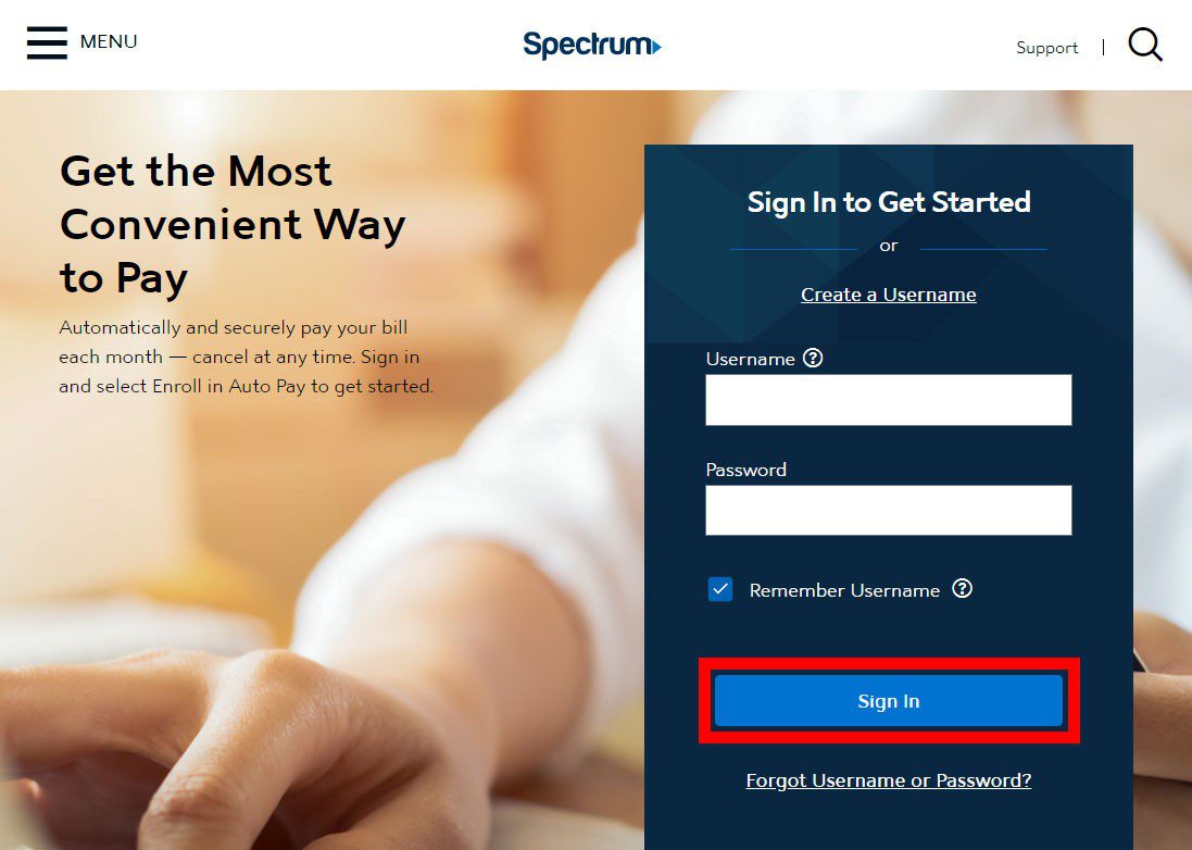 spectrum online account sign in