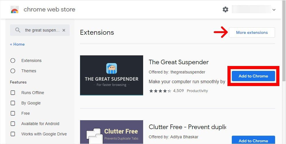 Chrome web store extensions