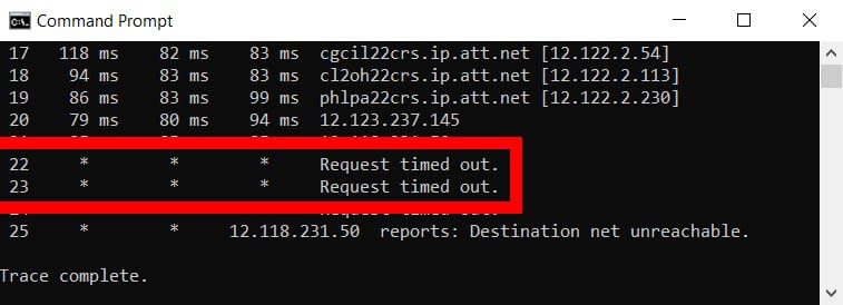 traceroute-request-timed-out