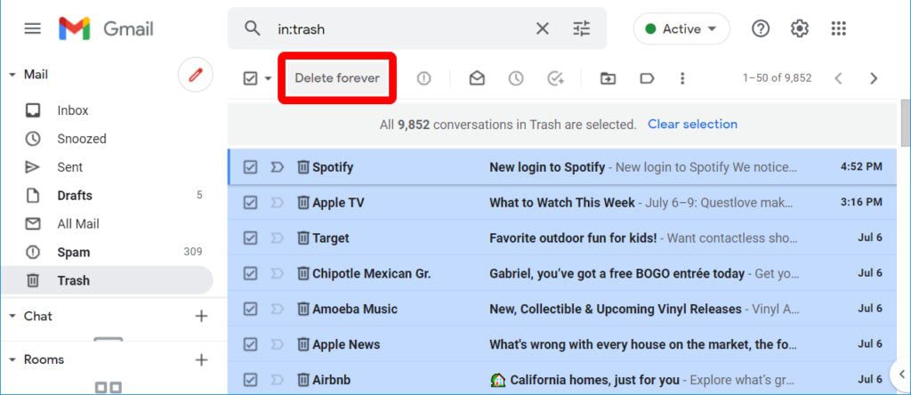 how to delete all emails at once apple mail