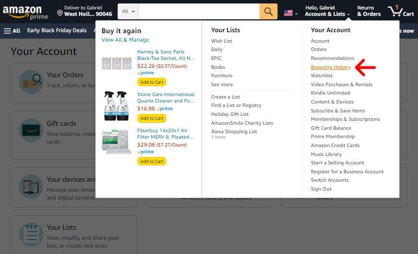 How to Delete Your Amazon Search History