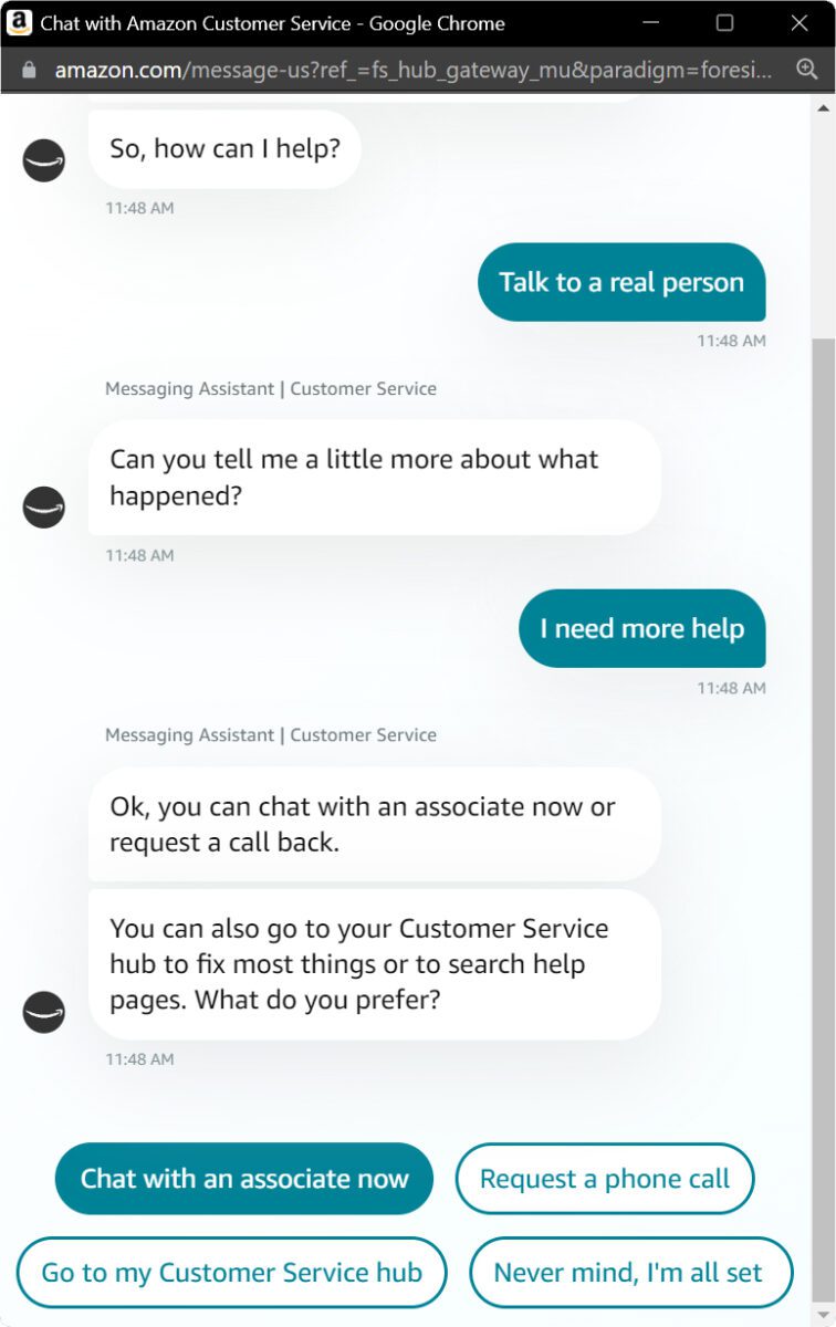 how can i chat amazon customer service