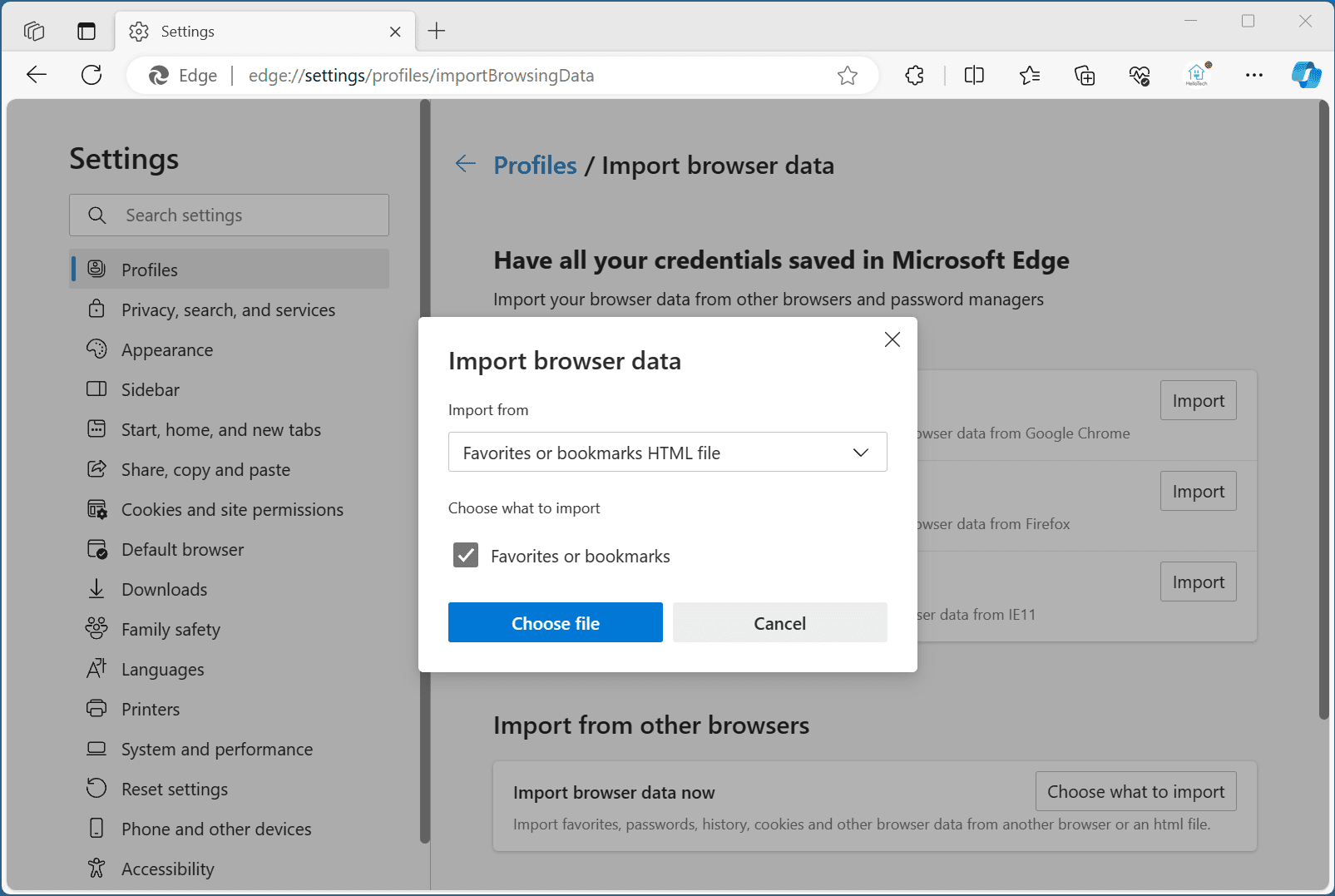 How to Import Bookmarks in Edge