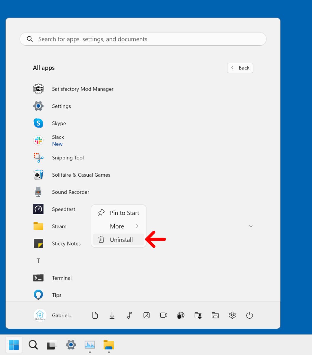 how to uninstall apps on windows 11 