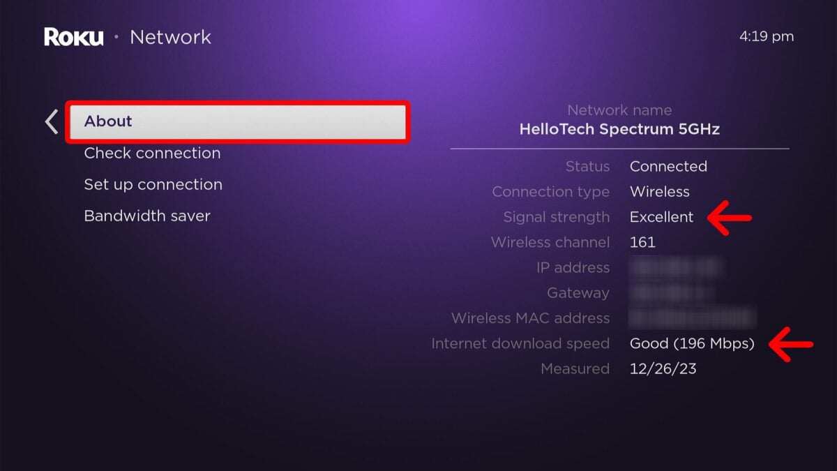 How to check Roku WiFi signal strength 