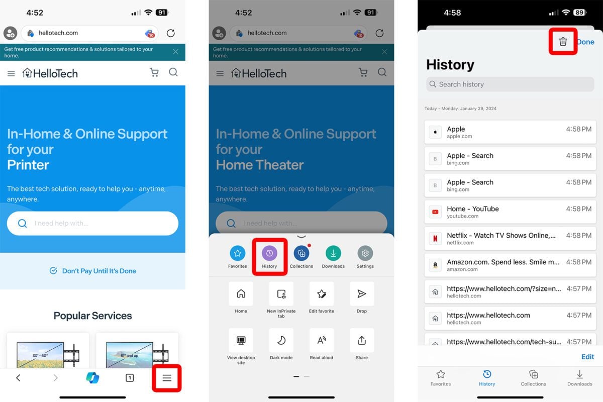 How To Clear the History From Edge on Your iPhone