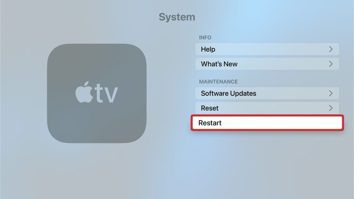 How to Restart Apple TV via Settings