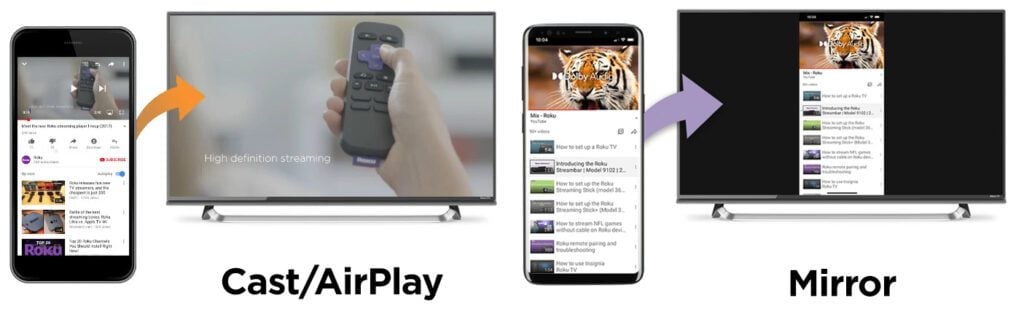 cast vs mirror iphone to roku