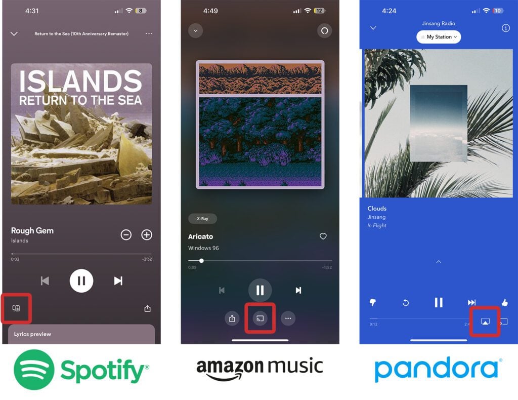 how to cast airplay on spotify amazon pandora