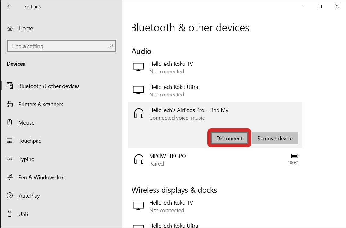 How to Disconnect AirPods From a Windows PC